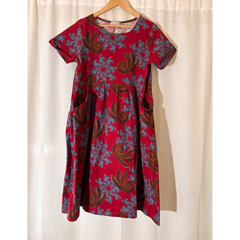 Italian Boho Summer Vacation Dress Pockets Round Neck, US 8-10, EU 11